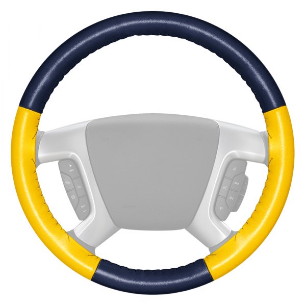 Wheelskins® - EuroTone Two-Color Blue Steering Wheel Cover with Yellow Sides Color