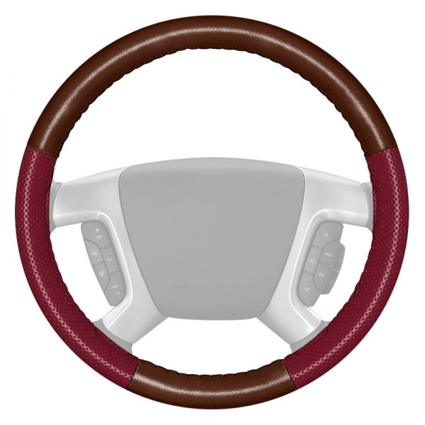 Wheelskins® - EuroPerf Perforated Brown Steering Wheel Cover with Burgundy Sides Color