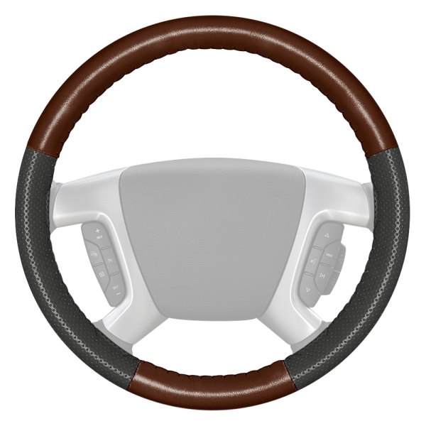 Wheelskins® - EuroPerf Perforated Brown Steering Wheel Cover with Charcoal Sides Color
