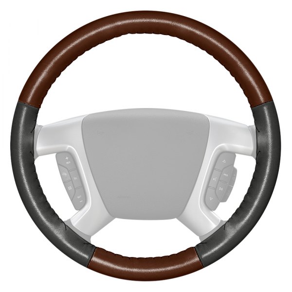 Wheelskins® - EuroTone Two-Color Brown Steering Wheel Cover with Charcoal Sides Color