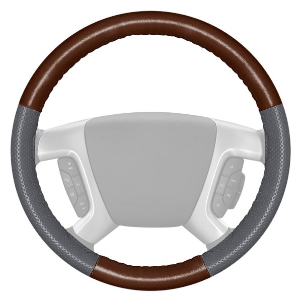 Wheelskins® - EuroPerf Perforated Brown Steering Wheel Cover with Gray Sides Color