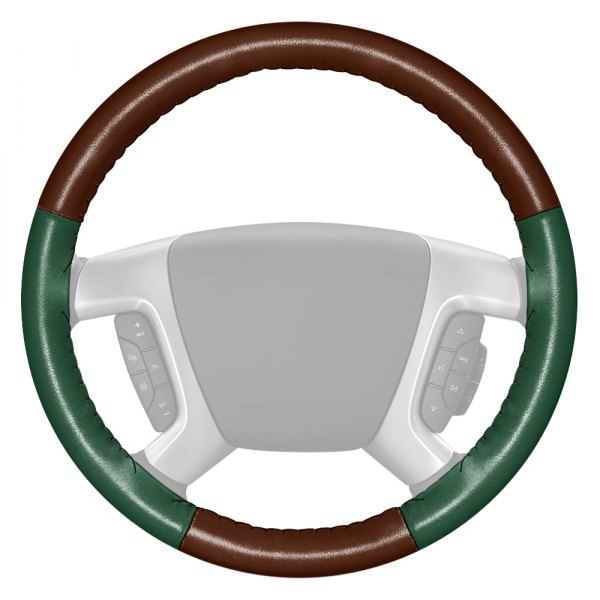 Wheelskins® - EuroTone Two-Color Brown Steering Wheel Cover with Green Sides Color