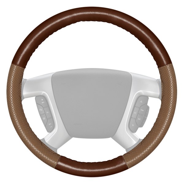 Wheelskins® - EuroPerf Perforated Brown Steering Wheel Cover with Oak Sides Color