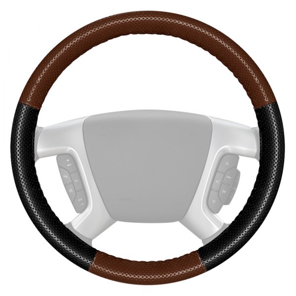 Wheelskins® - EuroPerf Perforated Brown Steering Wheel Cover with Black Sides Color