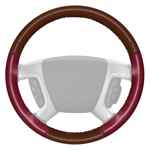 Wheelskins® - EuroPerf Perforated Brown Steering Wheel Cover with Burgundy Sides Color