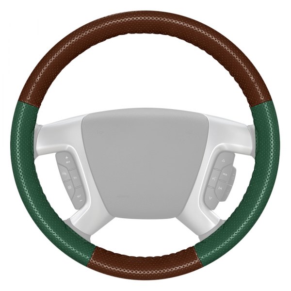 Wheelskins® - EuroPerf Perforated Brown Steering Wheel Cover with Green Sides Color