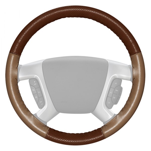 Wheelskins® - EuroPerf Perforated Brown Steering Wheel Cover with Oak Sides Color