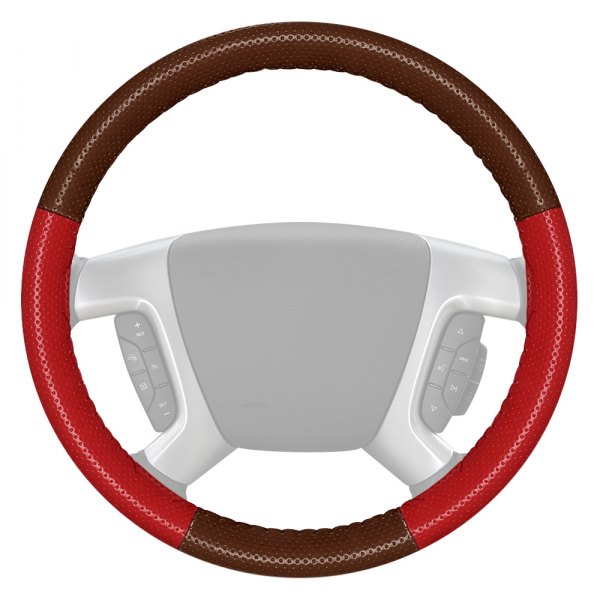Wheelskins® - EuroPerf Perforated Brown Steering Wheel Cover with Red Sides Color