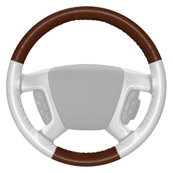 Wheelskins® - EuroPerf Perforated Brown Steering Wheel Cover with White Sides Color