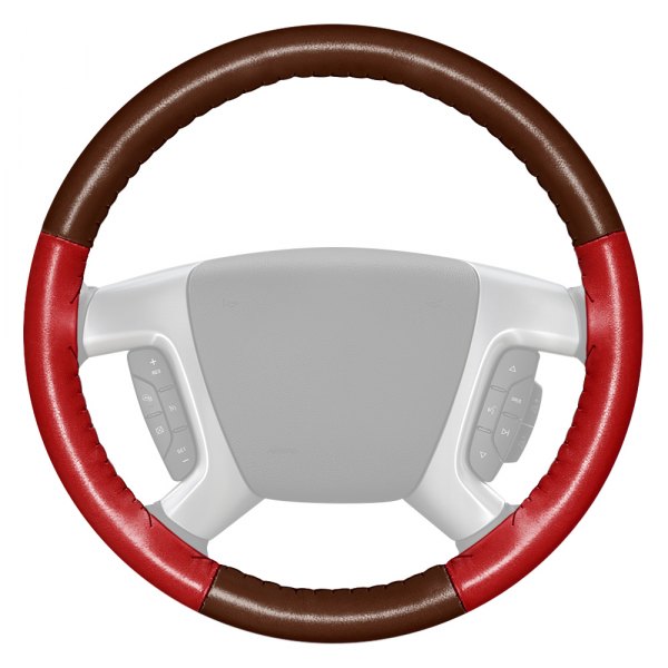 Wheelskins® - EuroTone Two-Color Brown Steering Wheel Cover with Red Sides Color