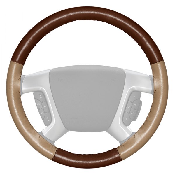 Wheelskins® - EuroTone Two-Color Brown Steering Wheel Cover with Sand Sides Color