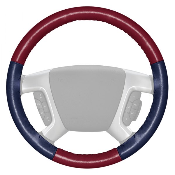 Wheelskins® - EuroTone Two-Color Burgundy Steering Wheel Cover with Blue Sides Color