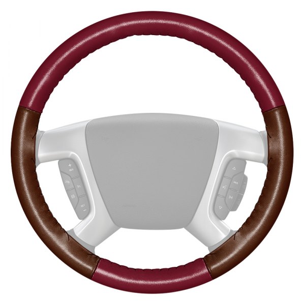 Wheelskins® - EuroTone Two-Color Burgundy Steering Wheel Cover with Brown Sides Color