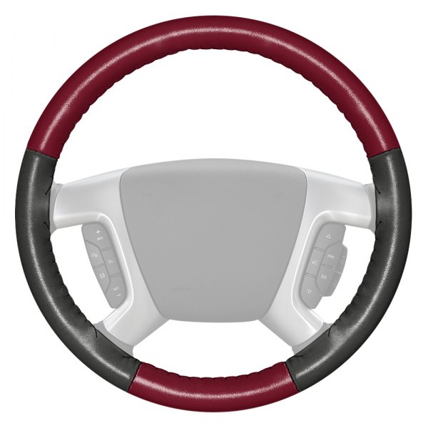 Wheelskins® - EuroTone Two-Color Burgundy Steering Wheel Cover with Charcoal Sides Color