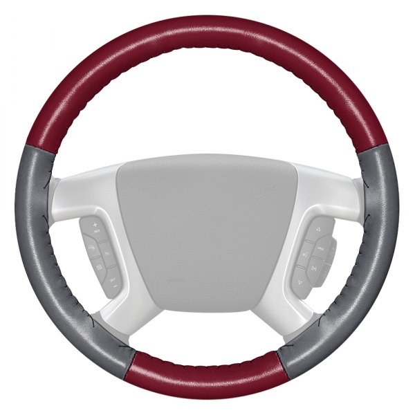 Wheelskins® - EuroTone Two-Color Burgundy Steering Wheel Cover with Gray Sides Color