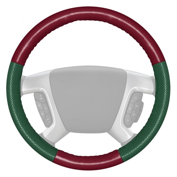 Wheelskins® - EuroPerf Perforated Burgundy Steering Wheel Cover with Green Sides Color
