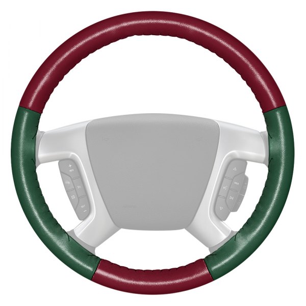 Wheelskins® - EuroTone Two-Color Burgundy Steering Wheel Cover with Green Sides Color