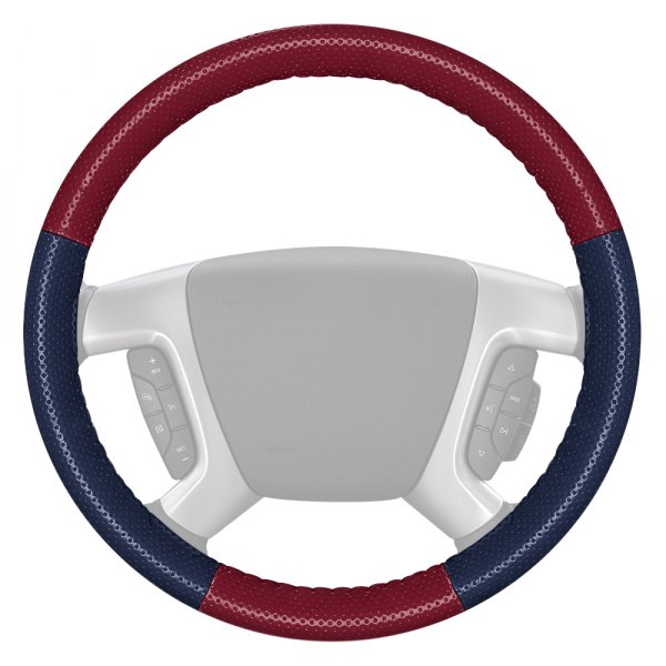 Wheelskins® - EuroPerf Perforated Burgundy Steering Wheel Cover with Blue Sides Color