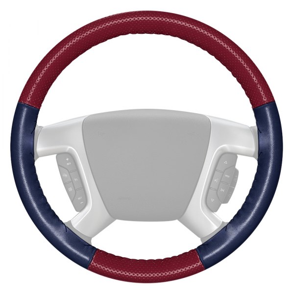 Wheelskins® - EuroPerf Perforated Burgundy Steering Wheel Cover with Blue Sides Color