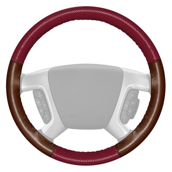 Wheelskins® - EuroPerf Perforated Burgundy Steering Wheel Cover with Brown Sides Color