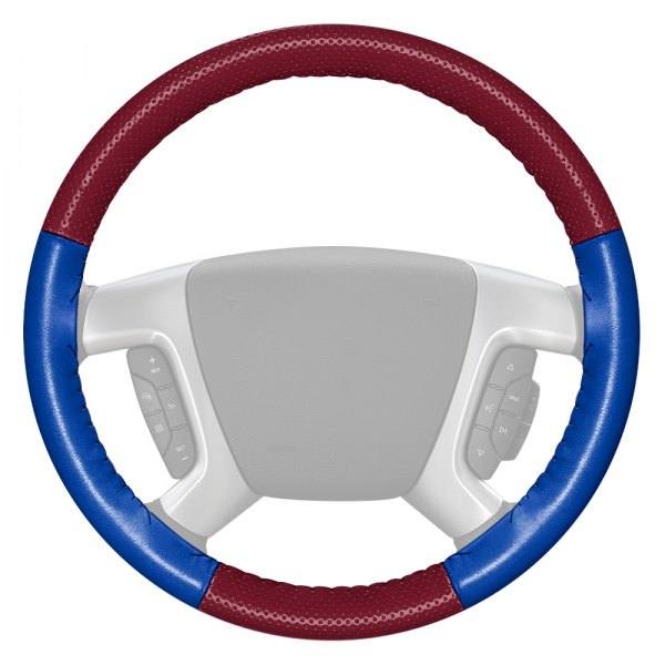 Wheelskins® - EuroPerf Perforated Burgundy Steering Wheel Cover with Cobalt Sides Color