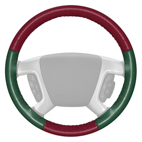 Wheelskins® - EuroPerf Perforated Burgundy Steering Wheel Cover with Green Sides Color