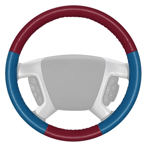 Wheelskins® - EuroPerf Perforated Burgundy Steering Wheel Cover with Sea Blue Sides Color