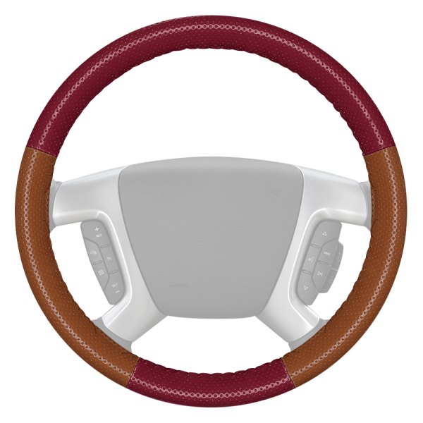 Wheelskins® - EuroPerf Perforated Burgundy Steering Wheel Cover with Tan Sides Color