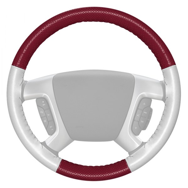 Wheelskins® - EuroPerf Perforated Burgundy Steering Wheel Cover with White Sides Color