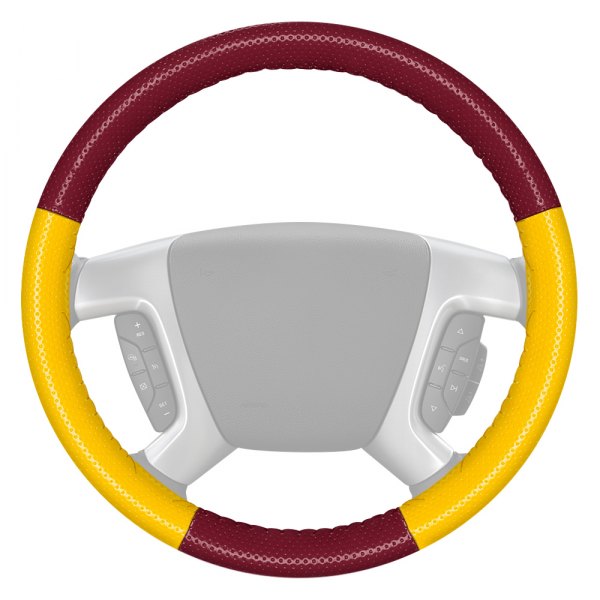 Wheelskins® - EuroPerf Perforated Burgundy Steering Wheel Cover with Yellow Sides Color