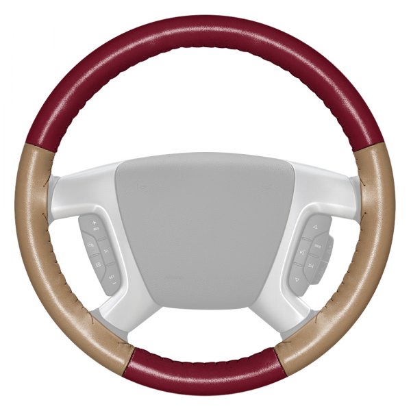Wheelskins® - EuroTone Two-Color Burgundy Steering Wheel Cover with Sand Sides Color
