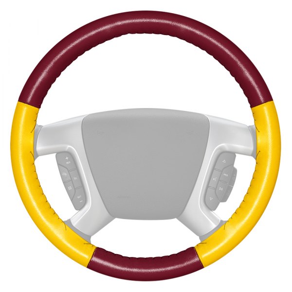 Wheelskins® - EuroTone Two-Color Burgundy Steering Wheel Cover with Yellow Sides Color