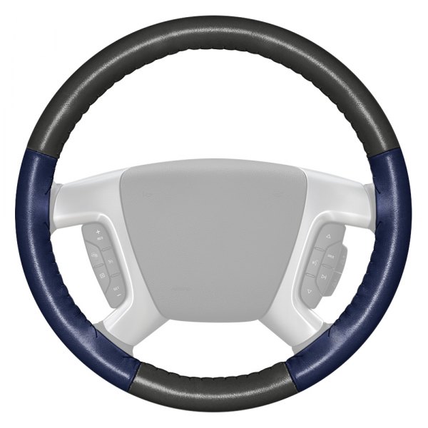 Wheelskins® - EuroTone Two-Color Charcoal Steering Wheel Cover with Blue Sides Color