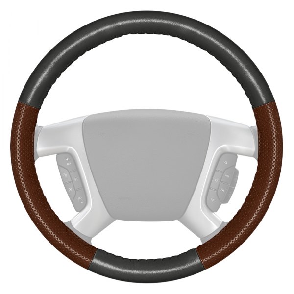 Wheelskins® - EuroPerf Perforated Charcoal Steering Wheel Cover with Brown Sides Color