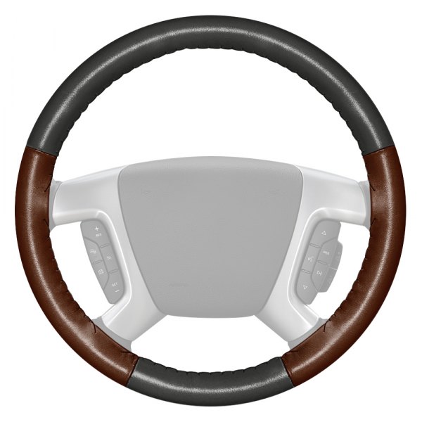 Wheelskins® - EuroTone Two-Color Charcoal Steering Wheel Cover with Brown Sides Color