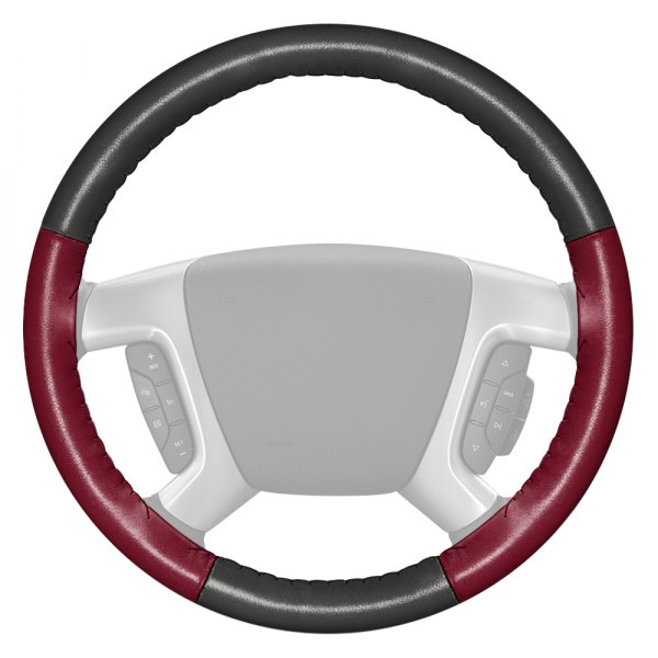 Wheelskins® - EuroTone Two-Color Charcoal Steering Wheel Cover with Burgundy Sides Color