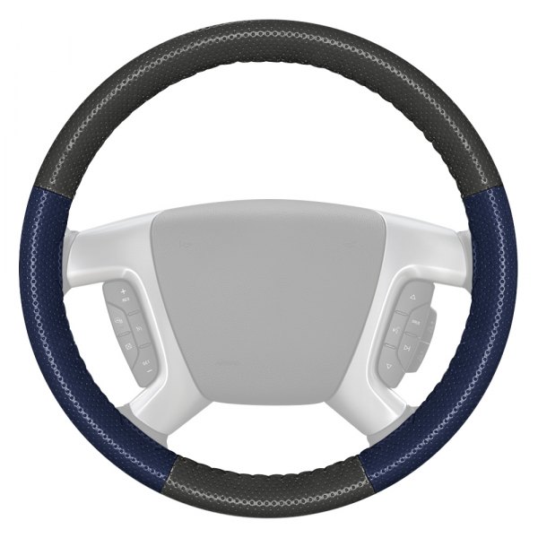 Wheelskins® - EuroPerf Perforated Charcoal Steering Wheel Cover with Blue Sides Color