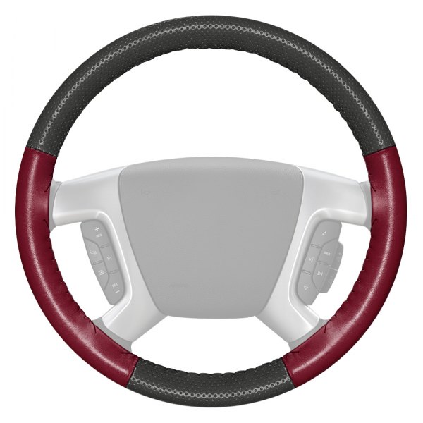 Wheelskins® - EuroPerf Perforated Charcoal Steering Wheel Cover with Burgundy Sides Color