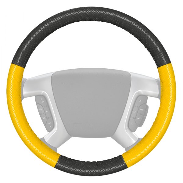 Wheelskins® - EuroPerf Perforated Charcoal Steering Wheel Cover with Yellow Sides Color