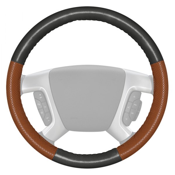 Wheelskins® - EuroPerf Perforated Charcoal Steering Wheel Cover with Tan Sides Color
