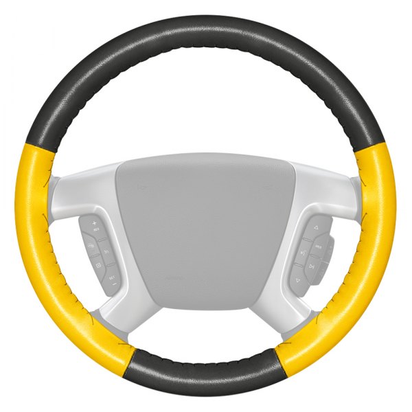 Wheelskins® - EuroTone Two-Color Charcoal Steering Wheel Cover with Yellow Sides Color