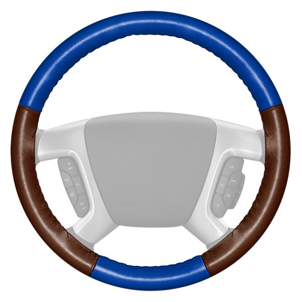 Wheelskins® - EuroTone Two-Color Cobalt Steering Wheel Cover with Brown Sides Color