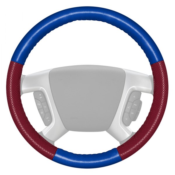 Wheelskins® - EuroPerf Perforated Cobalt Steering Wheel Cover with Burgundy Sides Color