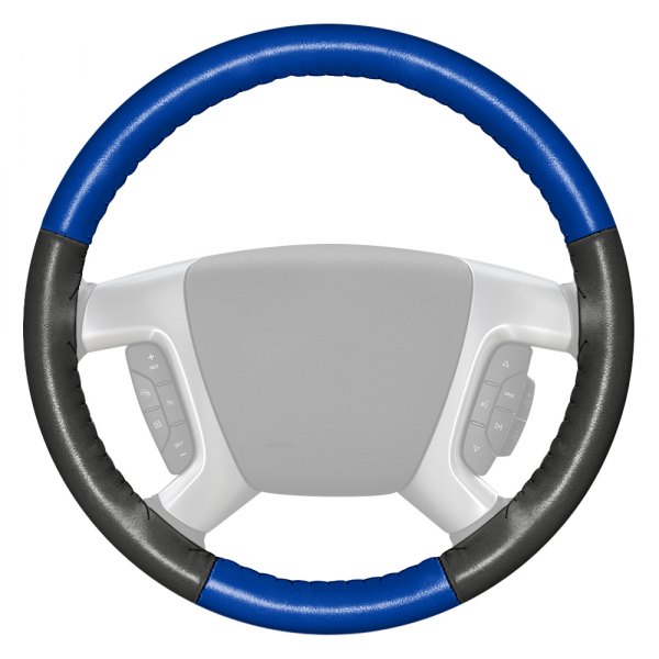 Wheelskins® - EuroTone Two-Color Cobalt Steering Wheel Cover with Charcoal Sides Color