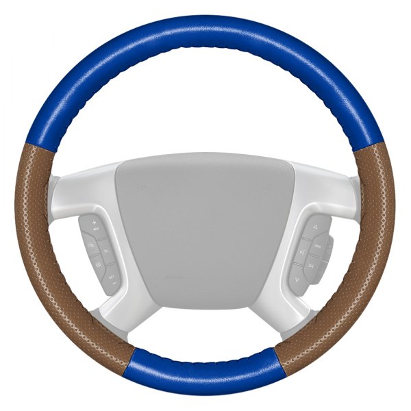 Wheelskins® - EuroPerf Perforated Cobalt Steering Wheel Cover with Oak Sides Color