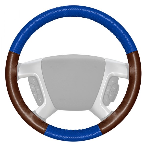 Wheelskins® - EuroPerf Perforated Cobalt Steering Wheel Cover with Brown Sides Color