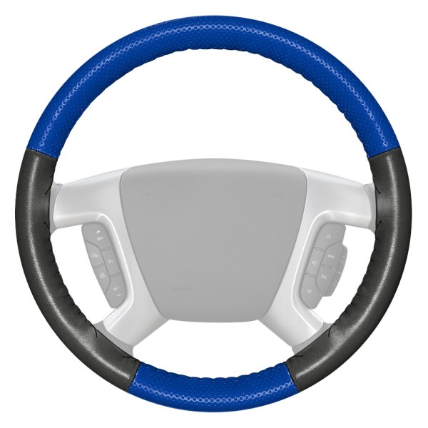 Wheelskins® - EuroPerf Perforated Cobalt Steering Wheel Cover with Charcoal Sides Color