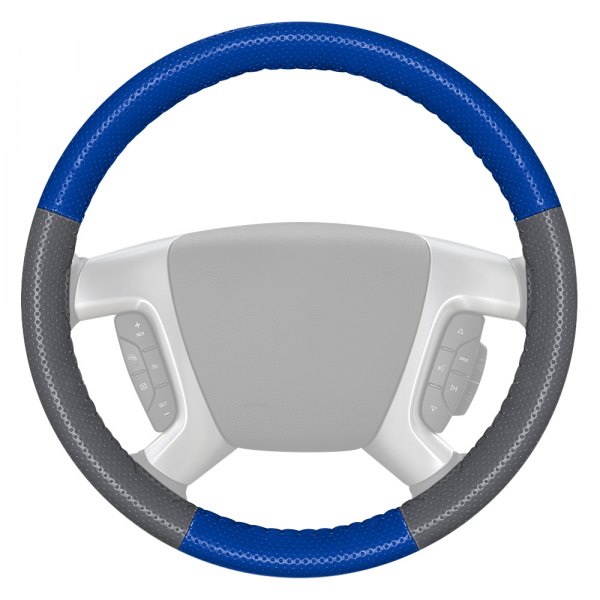 Wheelskins® - EuroPerf Perforated Cobalt Steering Wheel Cover with Gray Sides Color