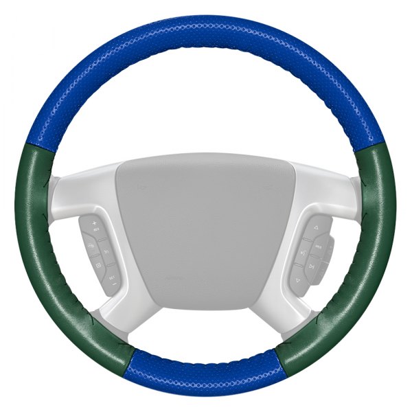 Wheelskins® - EuroPerf Perforated Cobalt Steering Wheel Cover with Green Sides Color