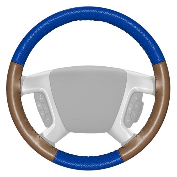 Wheelskins® - EuroPerf Perforated Cobalt Steering Wheel Cover with Oak Sides Color